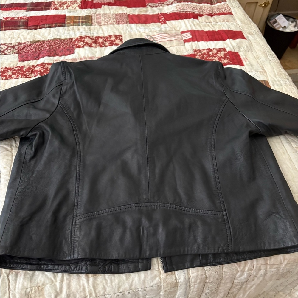 Michael Kors Brand Black Leather Moto Jacket - Picture 3 of 4